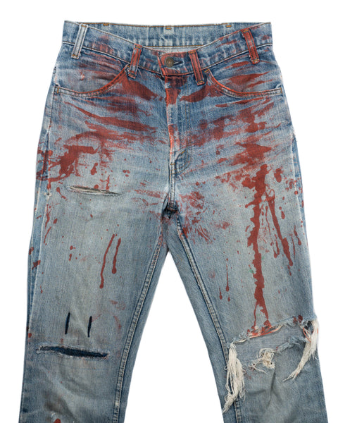 70's Orange Tab Splatter Denim - 29" x 34"