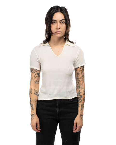 1940s Thrashed Sheer Polo Shirt