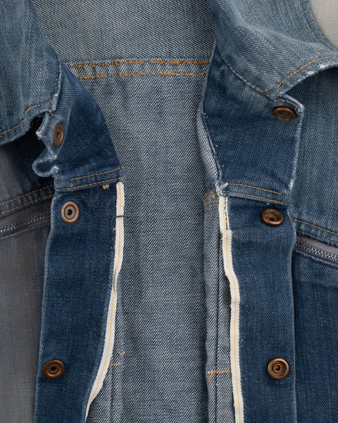 60's Roebucks Pleated Selvedge Denim Jacket - Large