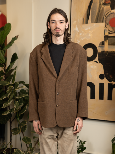 1990s Square Tag Gap Wool Coat