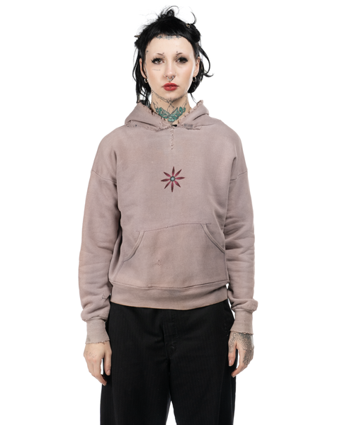 1960s Trashed Thermal Lined Hood Sweatshirt
