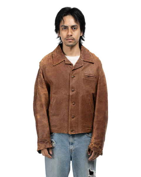 1940s Leather Side-Cinch Jacket