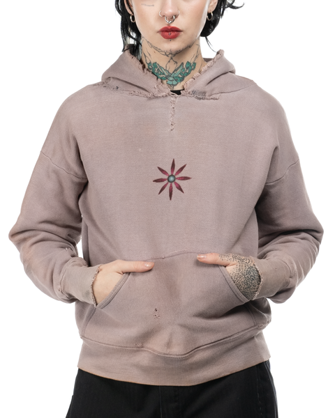1960s Trashed Thermal Lined Hood Sweatshirt