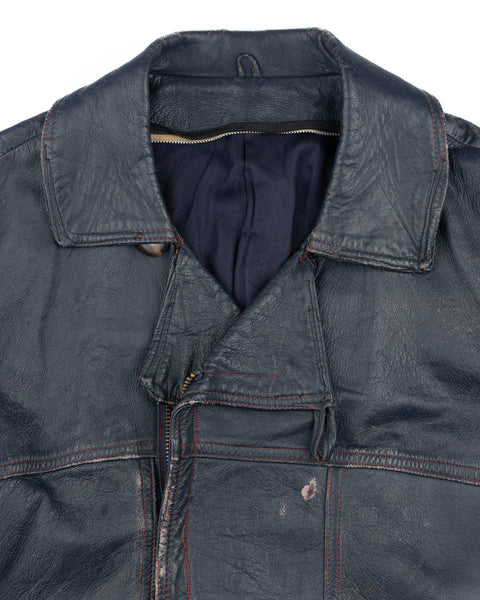 70’s Leather Bomber Jacket - Medium