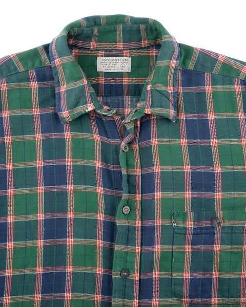 70's Soft Green Cotton Flannel - Medium