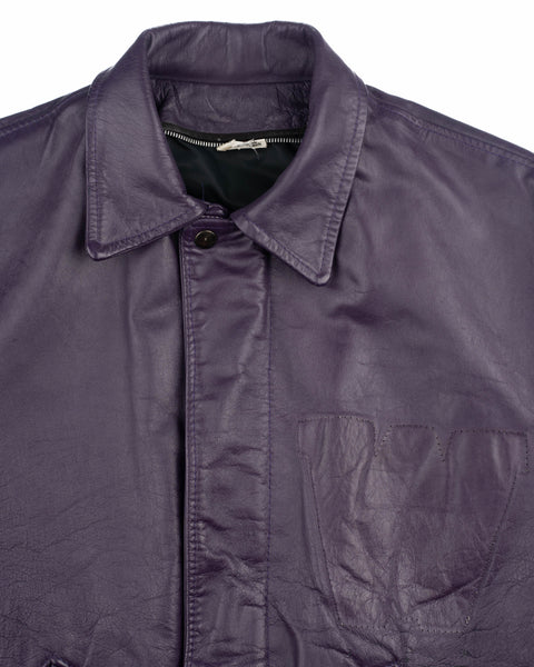 80's Leather Varsity Jacket - Large
