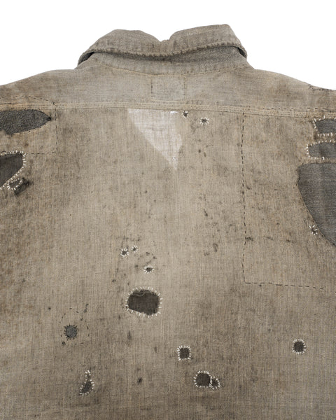 40'S Repaired Salt & Pepper Work Shirt - Large