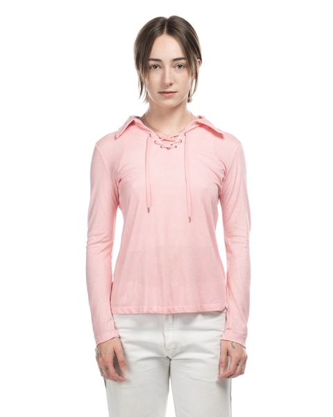 1970s Shimmer Lace-Up Shirt