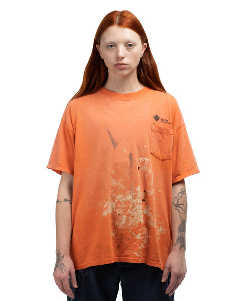 90's Thrashed Orange Pocket Tee - XL