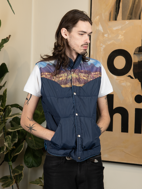 1970s Printed Western Padded Vest