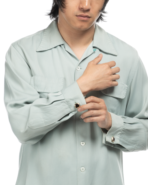 1950s French Cuff Gabardine Loop-Collar