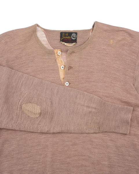 60's Repaired Wool Henley - Medium