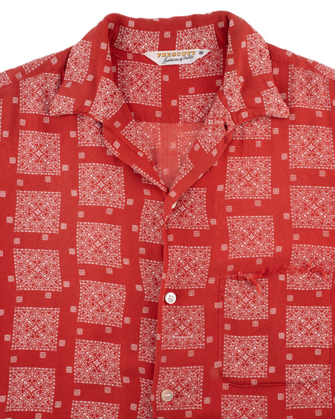60's Rayon Bandana Print Loop Collar - Medium