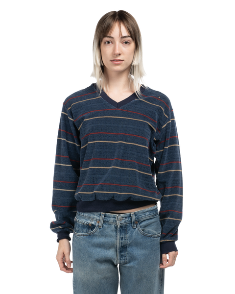 1970s Velvety Striped Sweatshirt