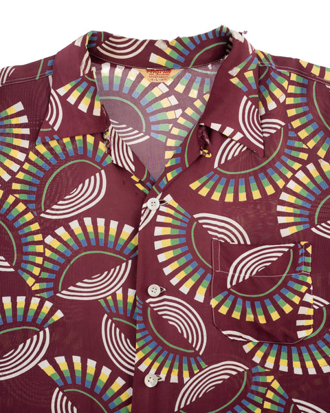 60's Patterned Pilgrim Silk Shirt - Large