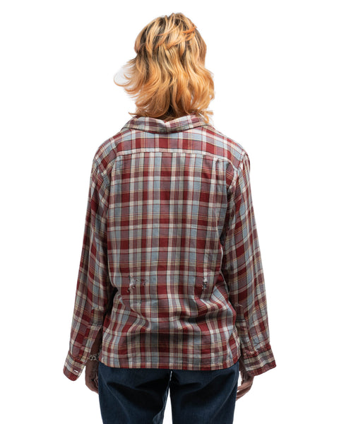 50's Plaid Loop Collar Shirt - Medium