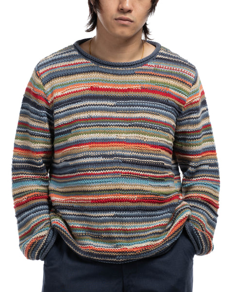 90's Cotton Color-Banded Sweater - Medium