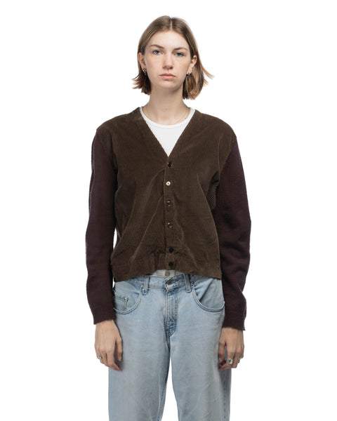 60's Corduroy Paneled Cardigan - Medium