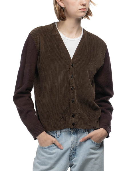 60's Corduroy Paneled Cardigan - Medium
