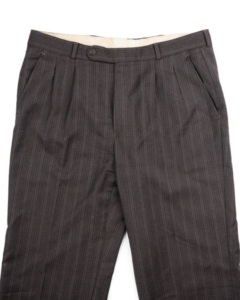 60’s Striped Pleated Trousers - 34” x 33.5”