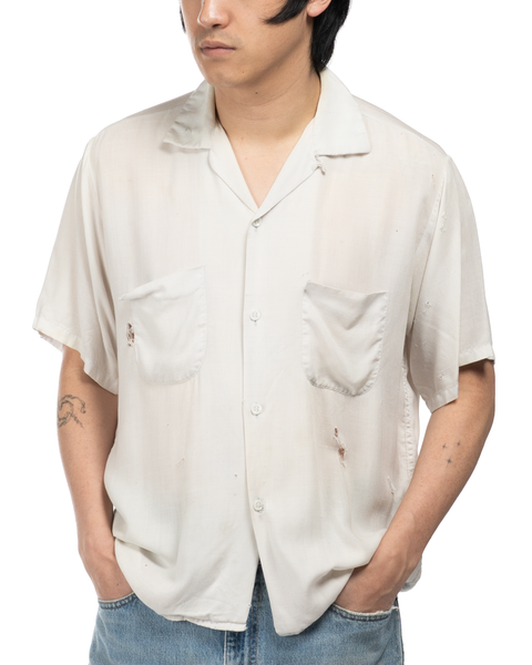 1950s Thrashed Rayon Loop-Collar Shirt
