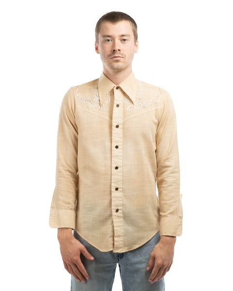 70's Embroidered Western Shirt - Medium