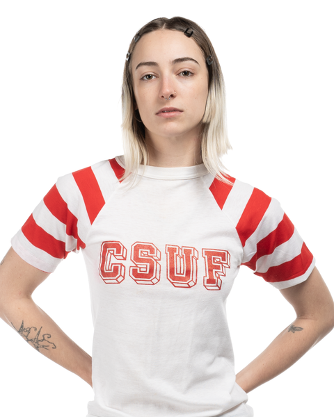 1970s Striped-Sleeve Raglan Tee