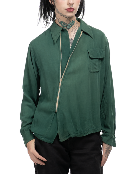 1950s Asymmetrical Zip Gabardine Shirt
