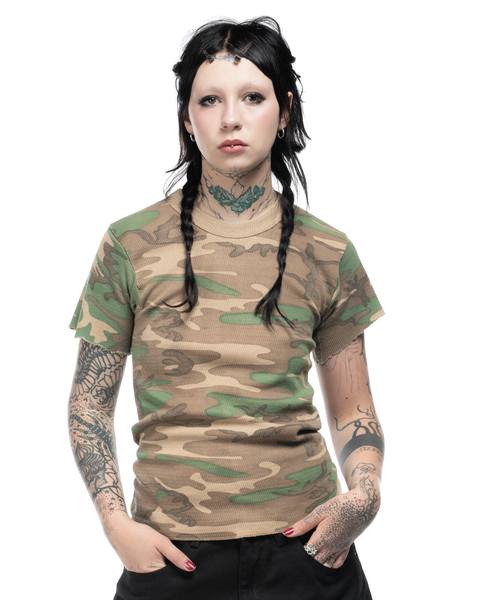 80s Camo Waffle Thermal - Small