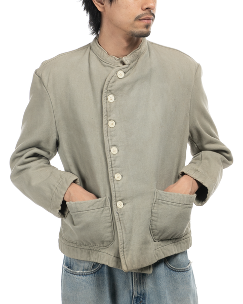 1940s Swoop-Placket Cotton Coat