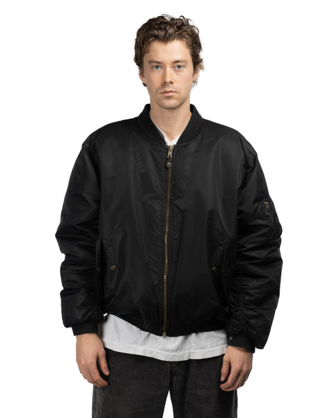 90's Big Black Flight Jacket - XL