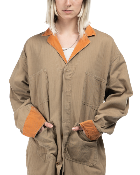 1960s Chain-Stitched Two-Tone Shop Coat