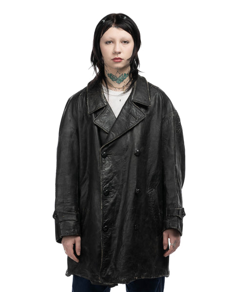 40's Creepy Leather Jacket - Medium