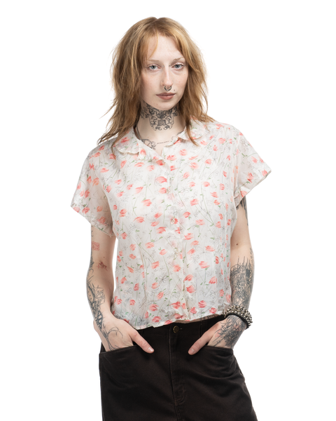 1960s Sheer Floral Loop Collar