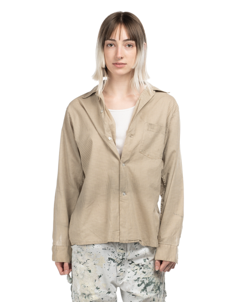 1950s Grid Pattern Arrow Button-Up