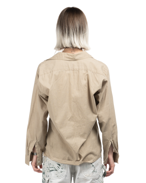 1950s Grid Pattern Arrow Button-Up