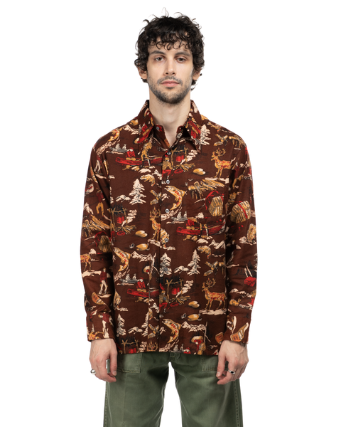1970s Outdoorsman Print Cotton Flannel