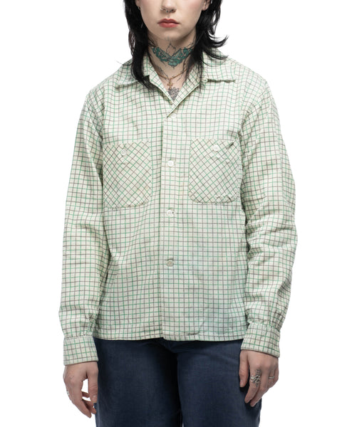 60's Corduroy Loop Collar Shirt - Medium