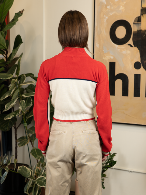 1970s Zippered Crop Fit Sweater