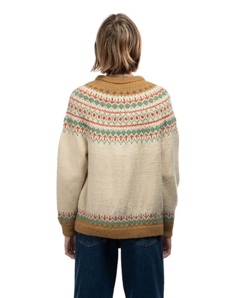 60's Patterned Cardigan Sweater - Medium