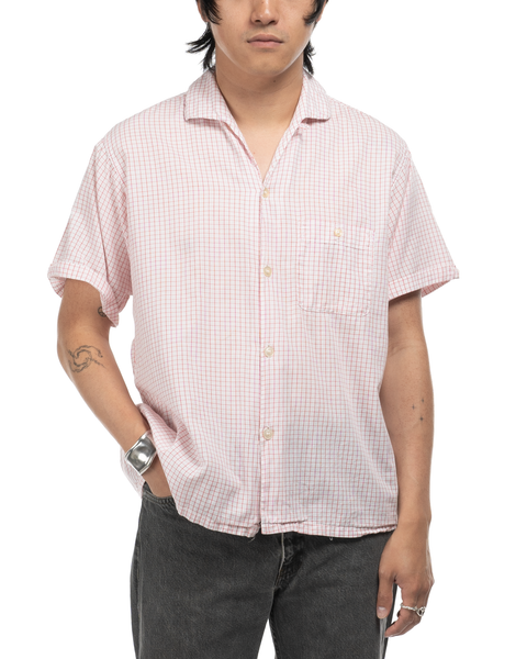1960s Loop Collar Grid Shirt