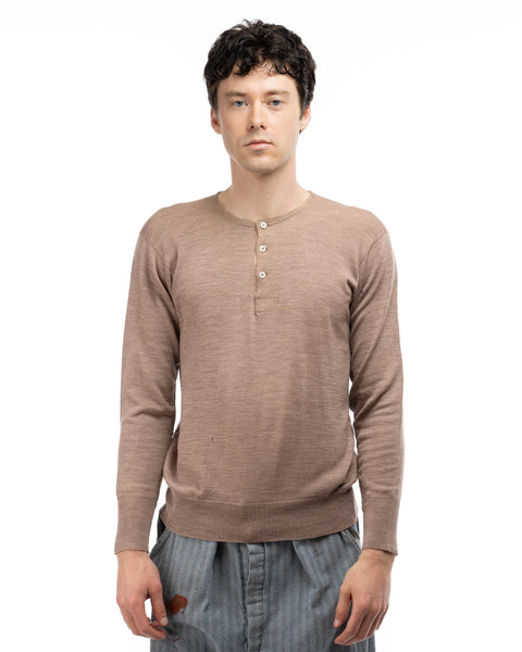60's Repaired Wool Henley - Medium