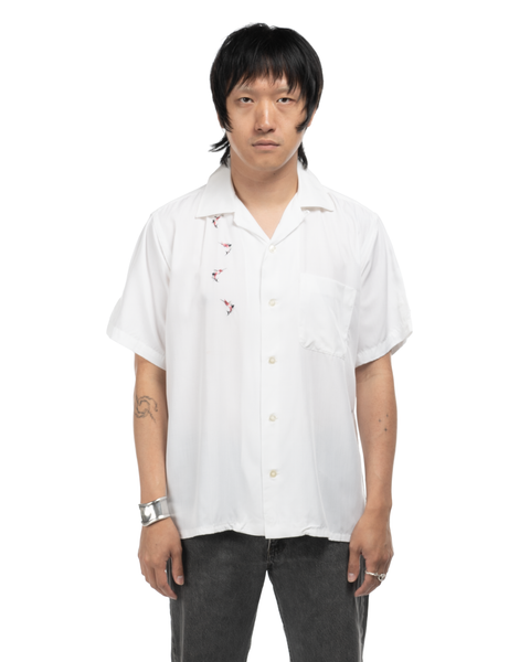 1960s Embroidered Rayon Loop Collar Shirt