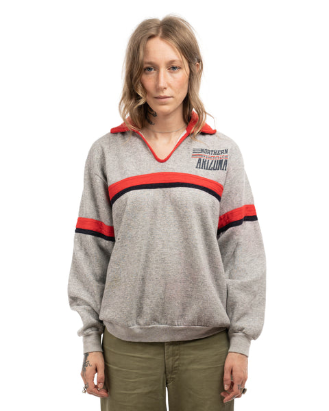 70's Champion Blue Bar Collared Sweatshirt - Medium