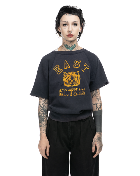 1950s Flock Print Kitten Crewneck