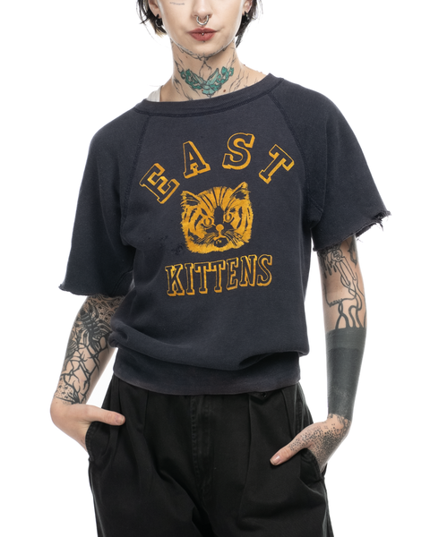 1950s Flock Print Kitten Crewneck