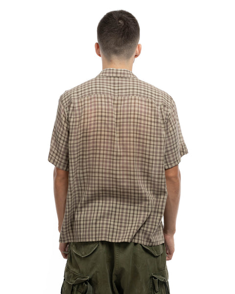 60’s Plaid Loop Collar Shirt - Large