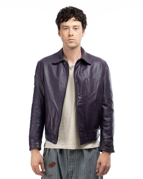 80's Leather Varsity Jacket - Large