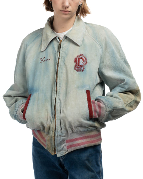 50's Corduroy Over-Dyed Varsity Jacket - Large