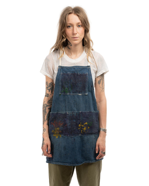 60's Painted Denim Work Apron - OS